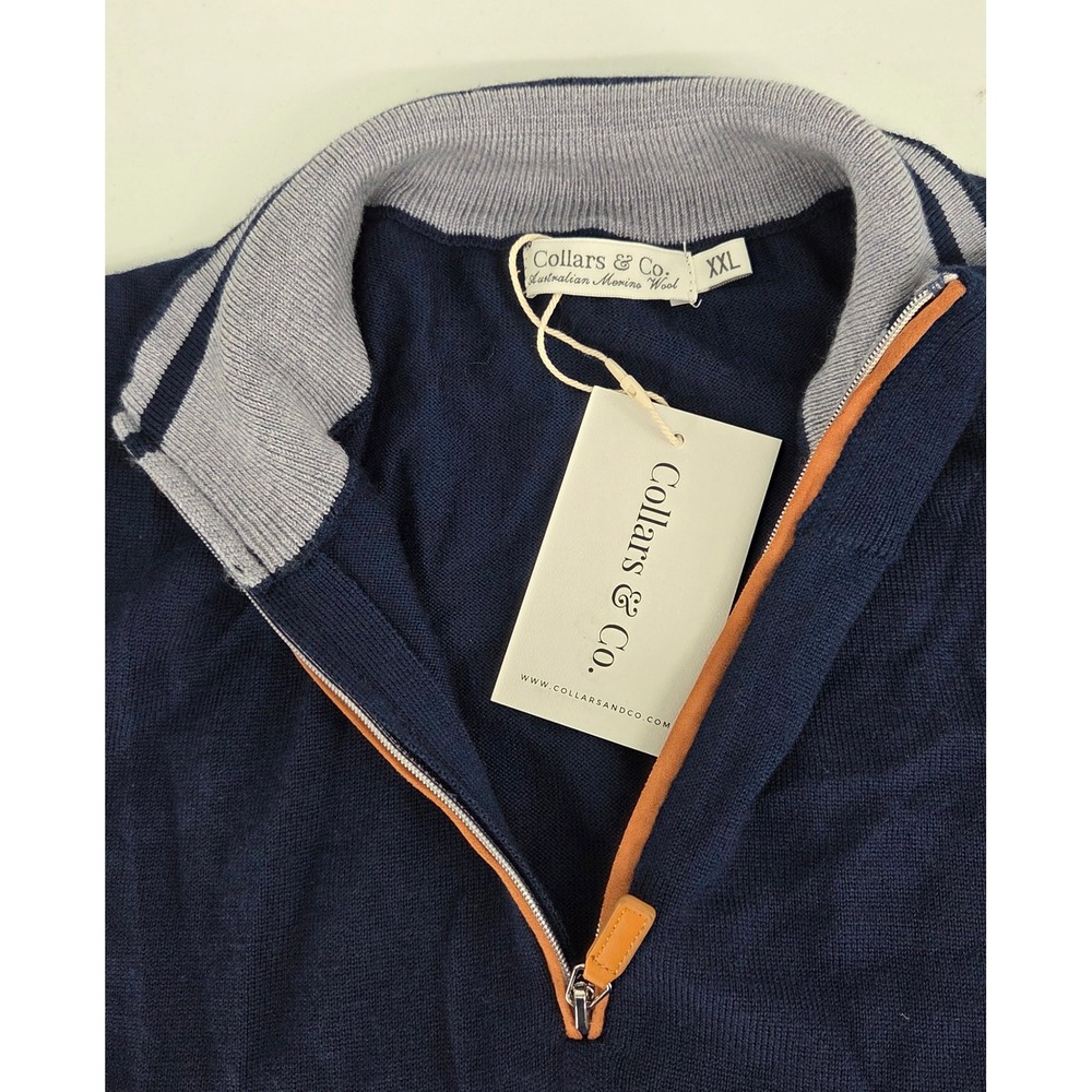 Collars and Co Cashmere Touch Australian Merino Quarter Zip Sweater Size XXL - Picture 5 of 10